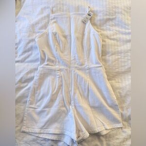 Abercrombie White Jean Romper size Large